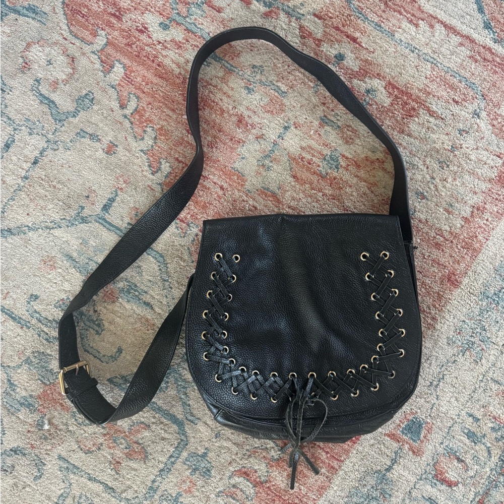 Violetta A2 Pebbled Leather Crossbody Bag Black
